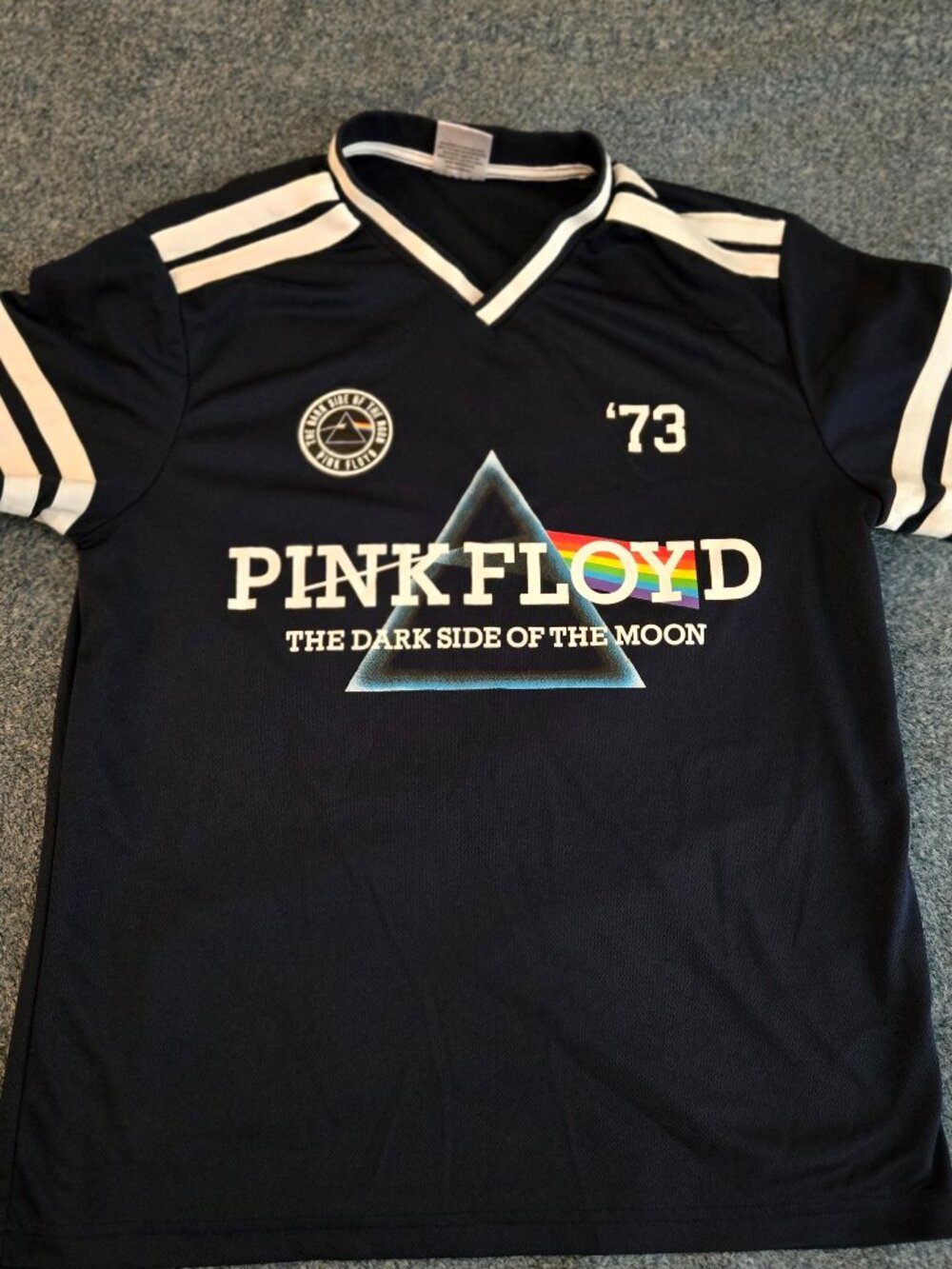 Pink Floyd Dark Side of The Moon 73 Soccer Jersey T-Shirt M Navy Blue